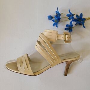 Via Spiga Cream Colored 2.5" Ankle Wrap Sandals